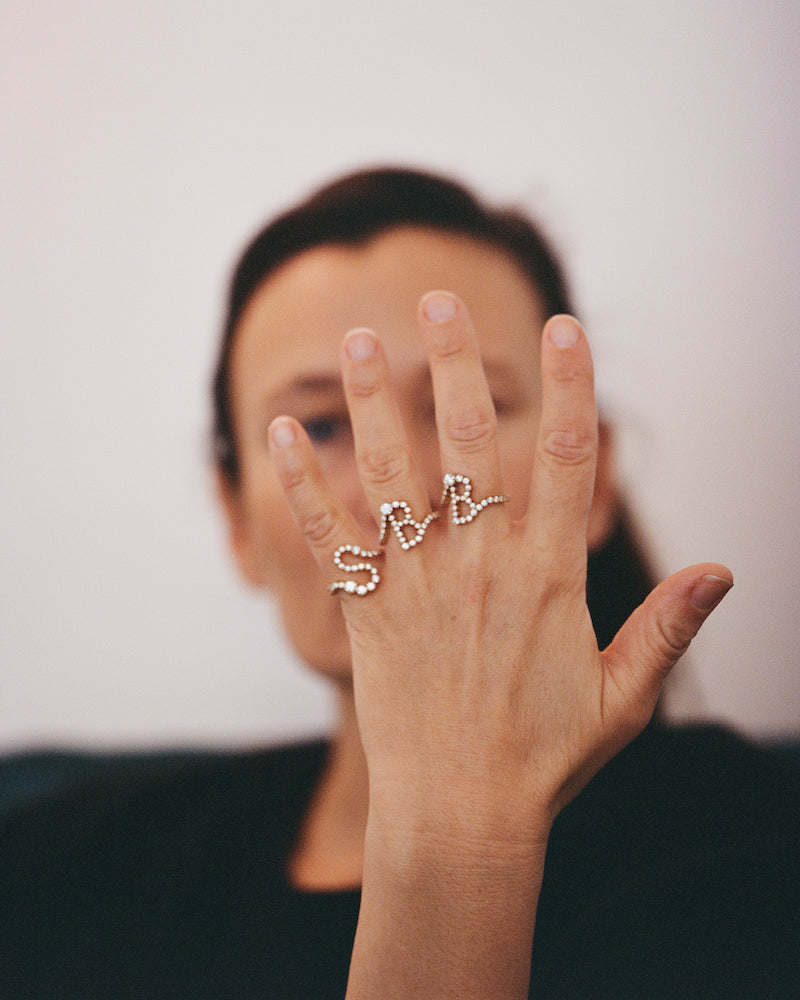 Sophie Bille Brahe wearing Ensemble S, B & B rings.