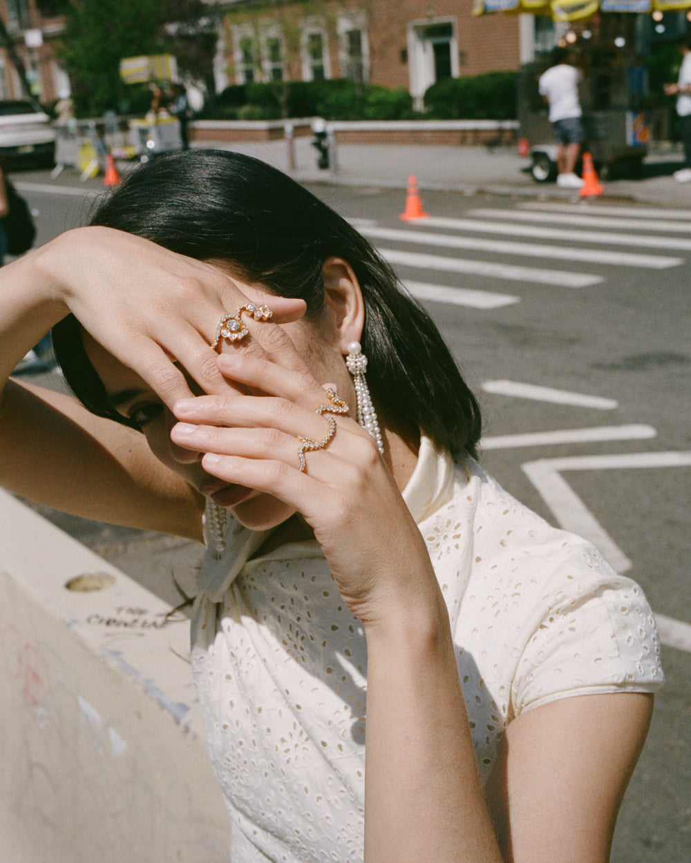 Coco Baudelle wearing diamond rings.